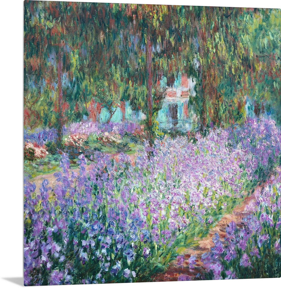 MONET, Claude (1840-1926). The Artist's Garden at Giverny (Le jardin de l'artiste  Giverny). 1900. Right detail. Impressio...