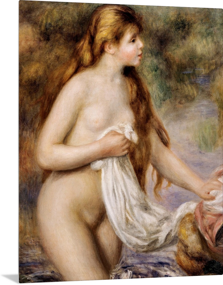 RENOIR, Pierre-Auguste (1841-1919). Bather with long hair. ca. 1895. Impressionism. Oil on canvas. FRANCE. Paris. Orangeri...