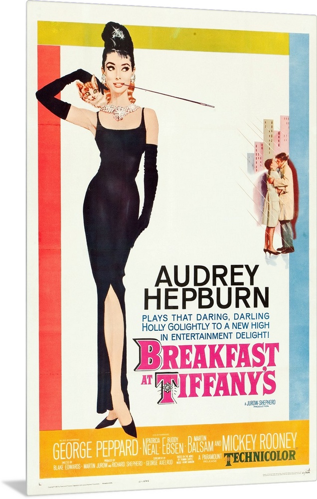 BREAKFAST AT TIFFANY'S, poster, Audrey Hepburn, George Peppard, 1961.