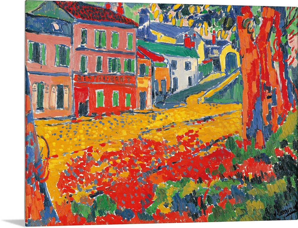 Restaurant La Machine at Bougival, by Unknown Artist, 1905 about, 20th Century, oil on canvas, cm 60 x 81,5 - France, Ile ...