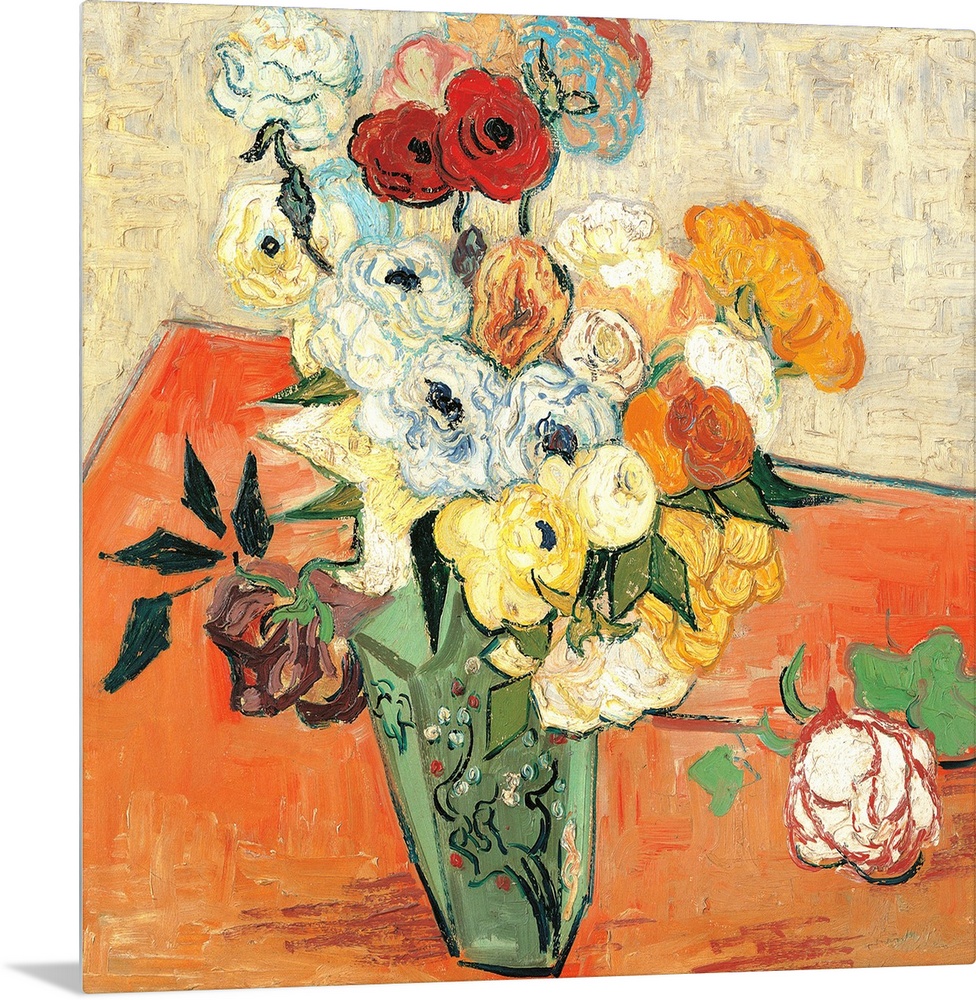 Roses and Anemones, by Vincent Van Gogh, 1890, 20th Century, oil on canvas, cm 51,7 x 52 - France, Ile de France, Paris, M...