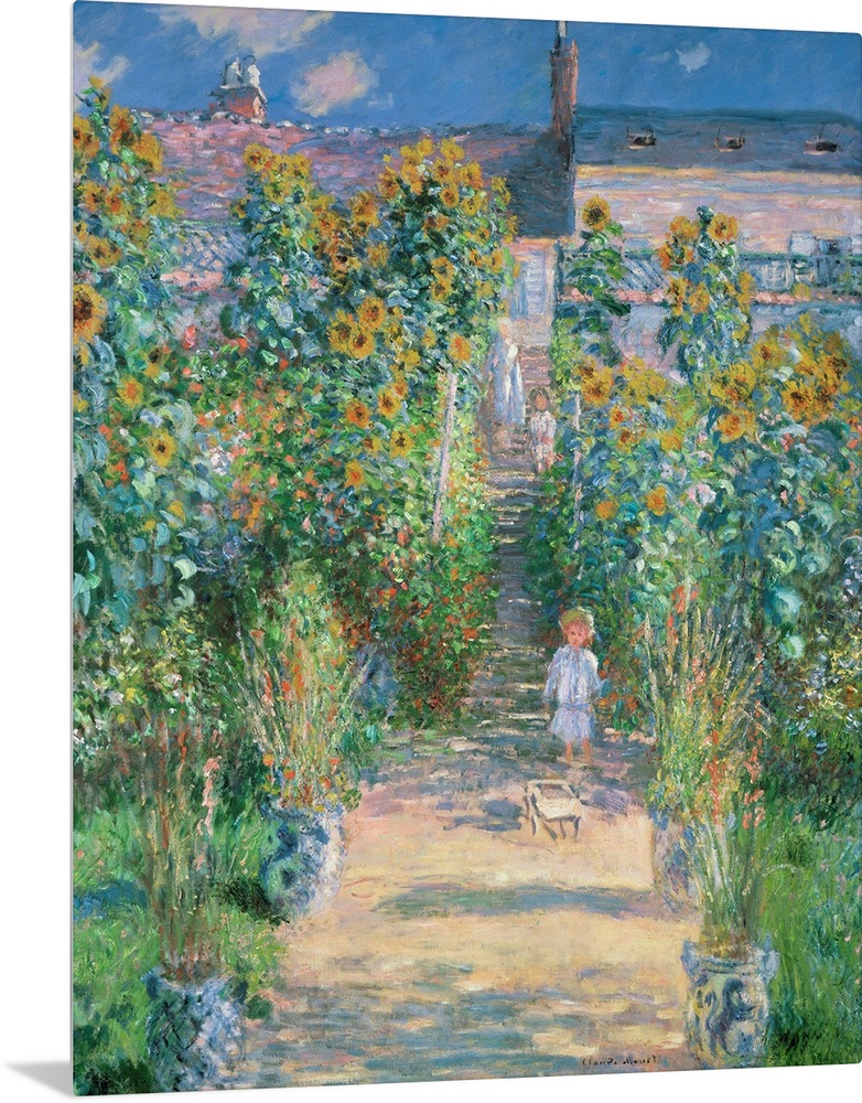 The Artist's Garden at Vetheuil, by Claude Monet, 1880, French impressionist painting, oil on canvas. This painting was pa...