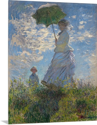 Woman with a Parasol-Madame Monet and Her Son, by Claude Monet, 1875