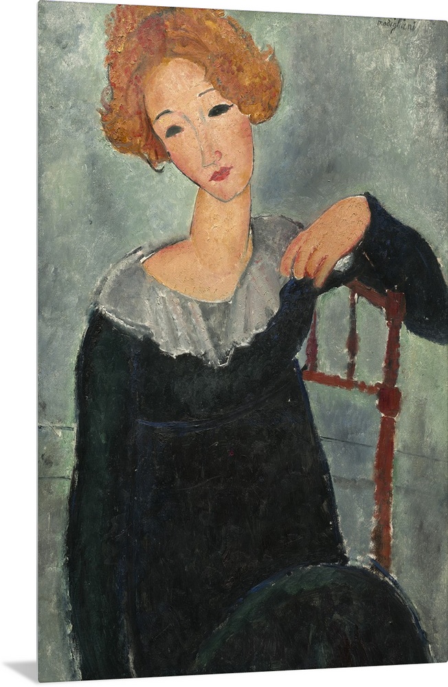 Woman with Red Hair, by Amedeo Modigliani, 1917, Italian painting, oil on canvas. This is one of several 1917 portraits, p...