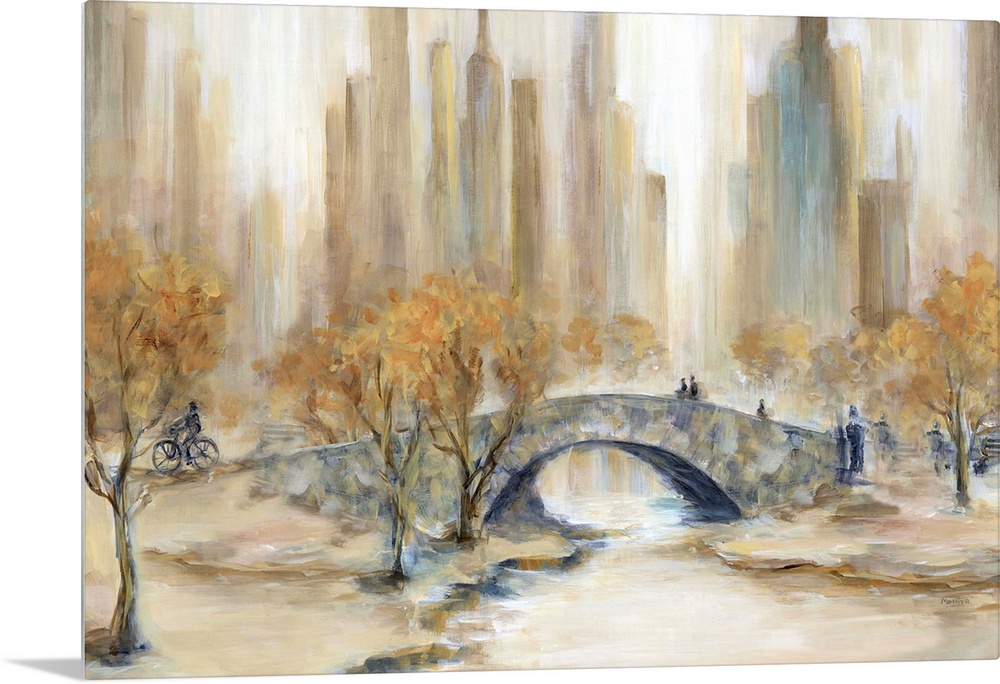 Abstract painting of Central Park, NYC in Autumn.