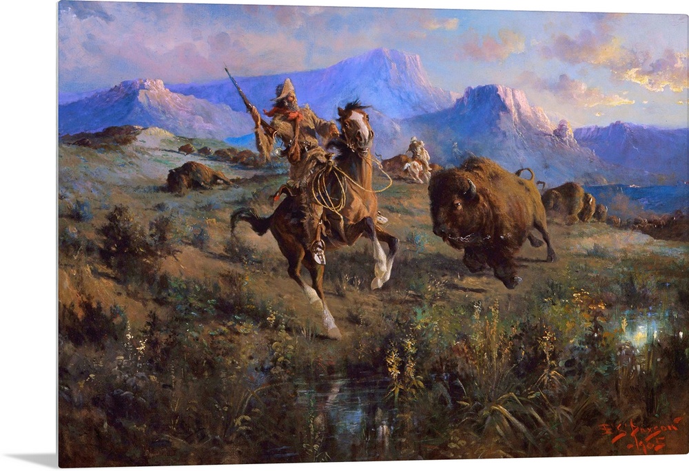 Edgar Samuel Paxson (American, 1852-1919), Buffalo Hunt, 1905, oil on canvas, Buffalo Bill Historical Center, Cody, Wyoming.