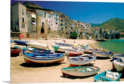 Fishing boats at Cefalu Harbor, Cefalu, Sicily, Italy