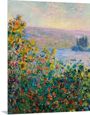 Flower Beds At Vetheuil By Claude Monet