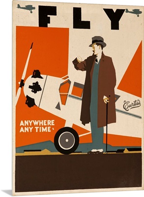 Fly Anywhere Any Time, 1930 Curtiss Aircraft Advertising Poster