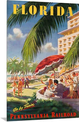 Pennsylvania Railroad Travel Poster, Florida Go By Train