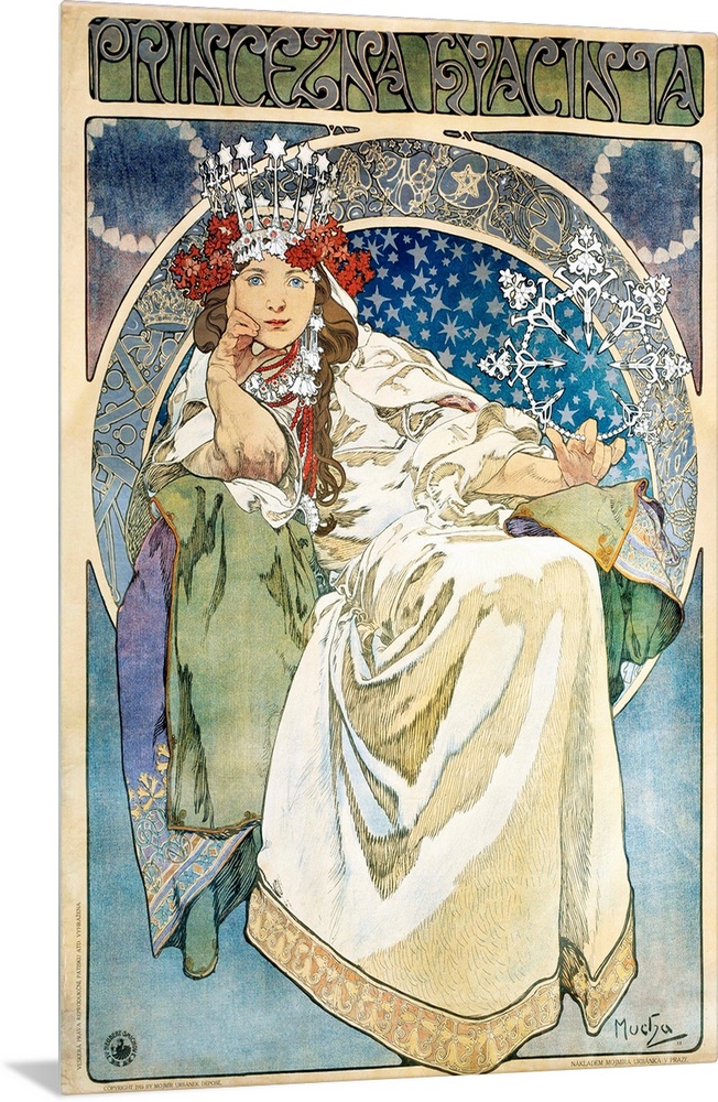 Poster of Alphonse Mucha (1860-1939) for the premiere performance of the Ballet La princesse Hyacinthe of Oskar Nedbal (18...