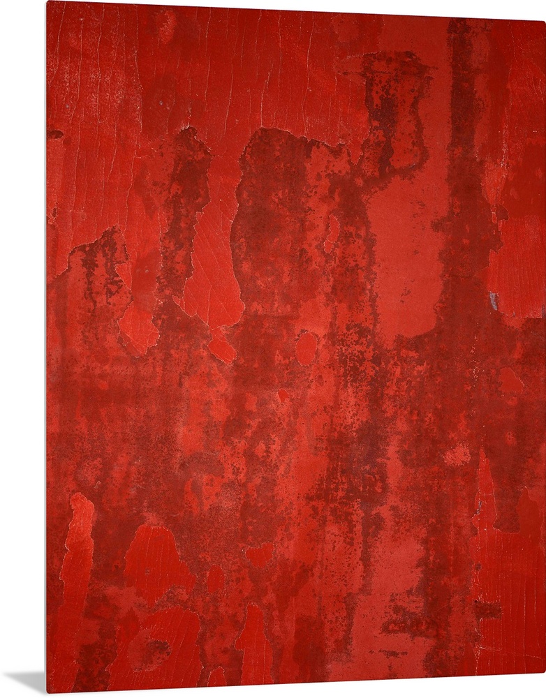 Originally a contemporary abstract painting with red rust-like, peeled paint texture. Our canvases are digital prints prod...