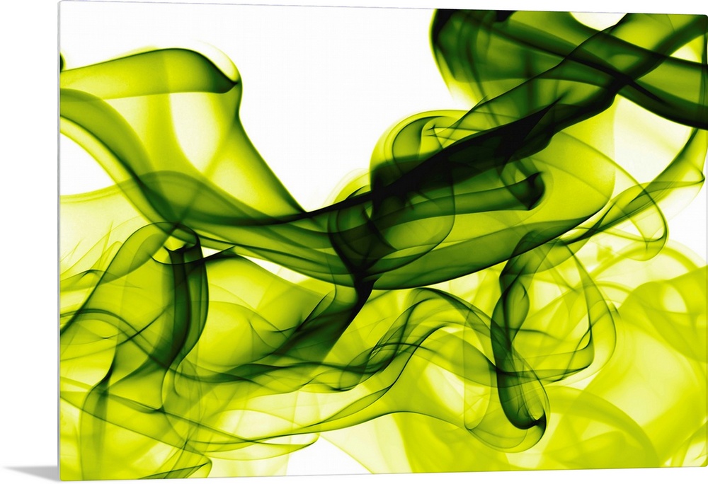 Abstract artwork of smoke trails curving around and intersecting with other smoke trails.