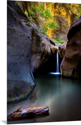 A waterfall in The Narrows, Zion National Park, Utah