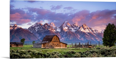 John Moulton Barn with a Dramatic Sunrise, Jackson, Wyoming