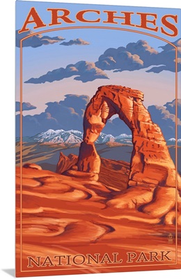 Arches National Park, Utah - Delicate Arch: Retro Travel Poster