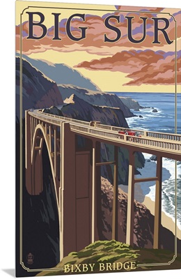 Bixby Bridge - California Coast: Retro Travel Poster