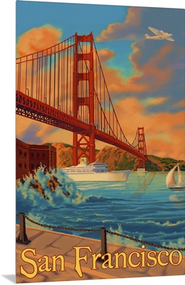 Golden Gate San Francisco: Retro Travel Poster