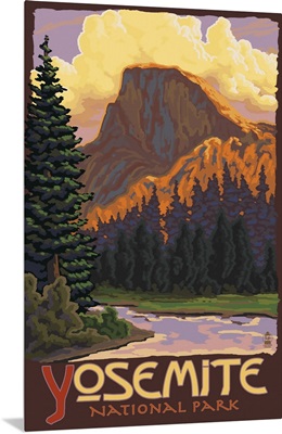 Half Dome Yosemite: Retro Travel Poster