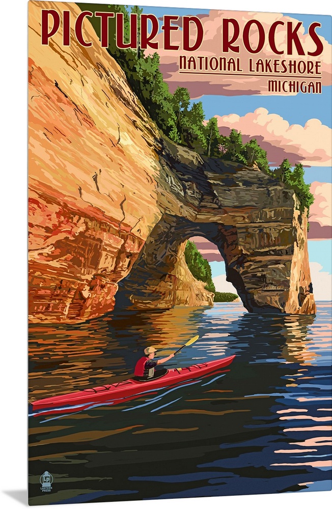 Pictured Rocks National Lakeshore, Michigan: Retro Travel Poster