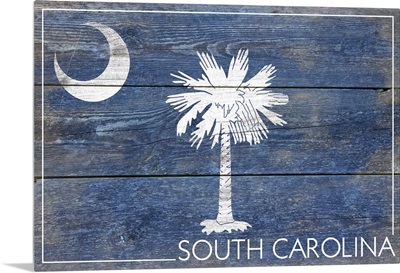 South Carolina State Flag on Wood