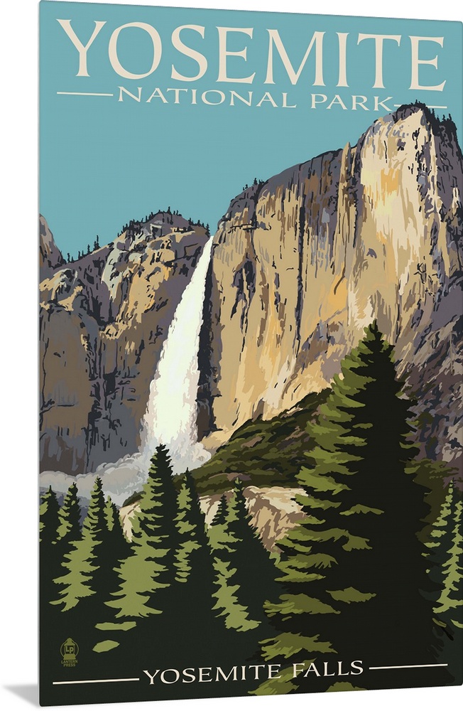 Yosemite Falls - Yosemite National Park, California: Retro Travel Poster