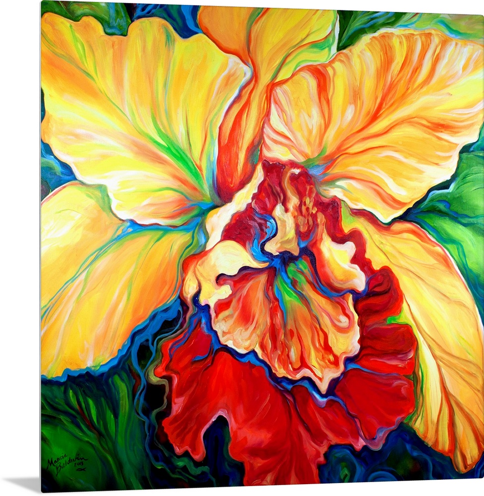 An Abstraction Of A Tropical Orchid, Full Of Exciting Brush Stokes And Splashes Of Unexpected Color.