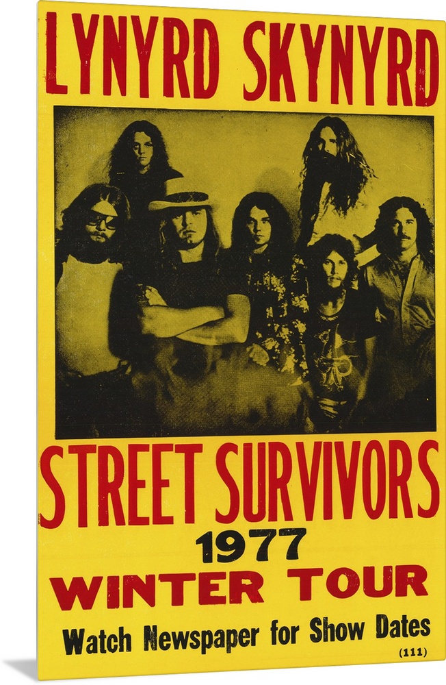 Vintage poster for American rock band's tour "Street Survivors."  The band was popular for promoting southern hard-rock du...