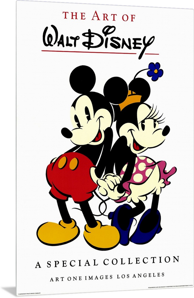 This poster featuring the animation studio's star couple is advertising an exhibit of Walt Disneyos artwork.
