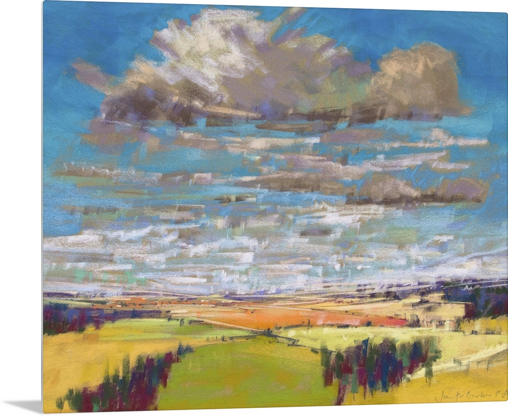 Contemporary painting of an endless landscape in the countryside.