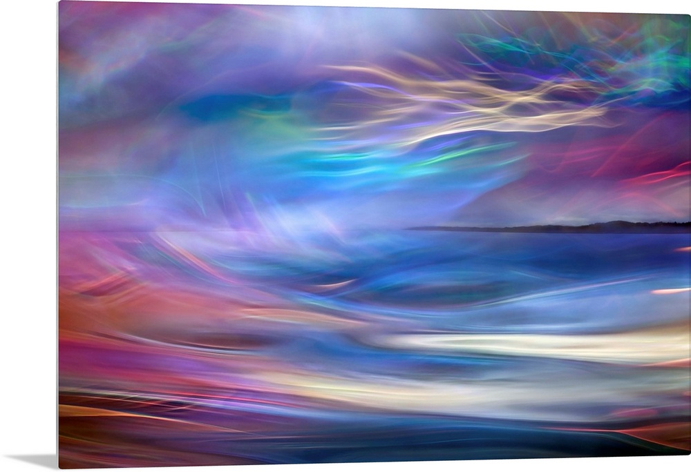 Abstract photograph using time lapsed photography techniques creating indistinct light trails blending together into beaut...