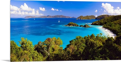 High Angle Panoramic View of Trunk Bay, St John, US Virgin Islan