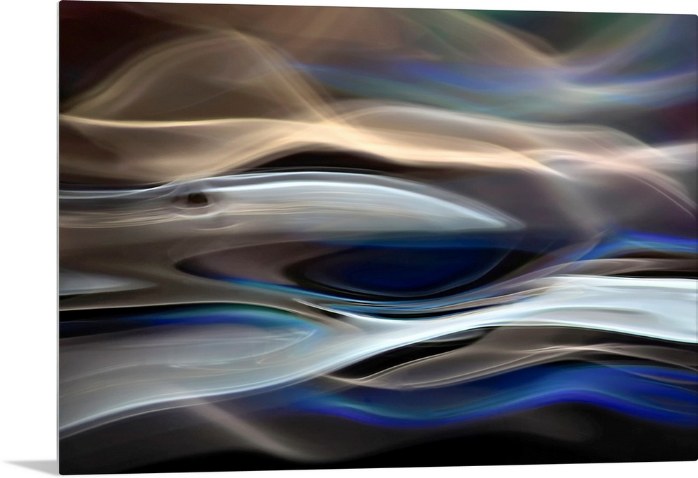 This horizontal artwork for the home or office is an ethereal stream of lights and colors.
