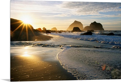 Sunset Over Beach Scene