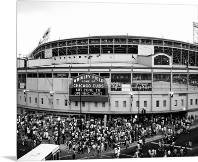 Tourists outside a baseball stadium at opening night, Wrigley Field, Chicago