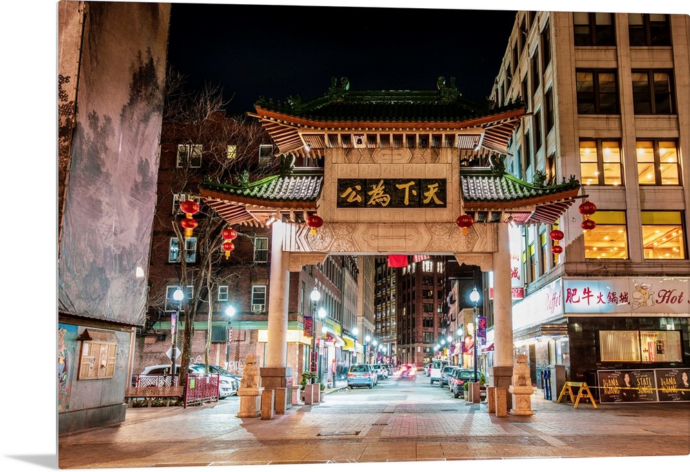 Photo of Boston's elegant paifang gate marks the official entrance to Chinatown.