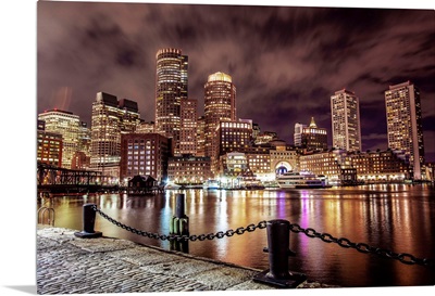 Boston City Skyline at Night