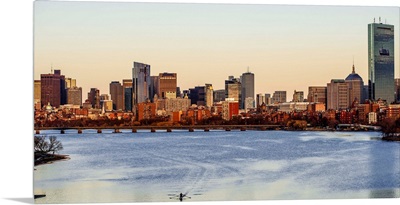 Boston City Skyline at Sunset