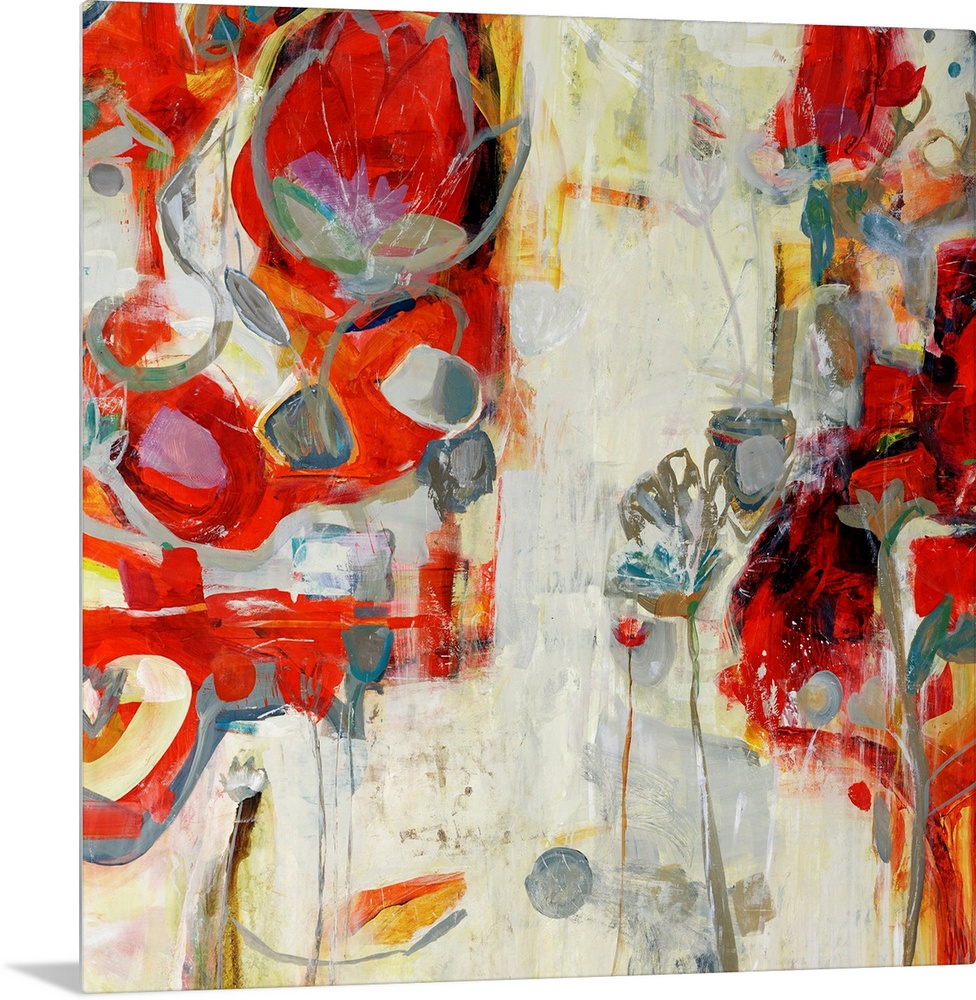 Contemporary abstract painting featuring vibrant colors and fluid shapes reminiscent of the celebratory energy of Cinco de...