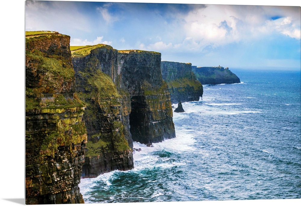 Landscape photograph of the picturesque Cliffs of Moher, located at the southwestern edge of the Burren region in County C...