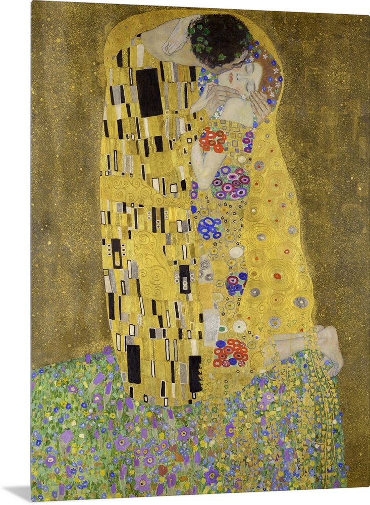 Gustav Klimt's The Kiss (1907 - 1908) famous painting.