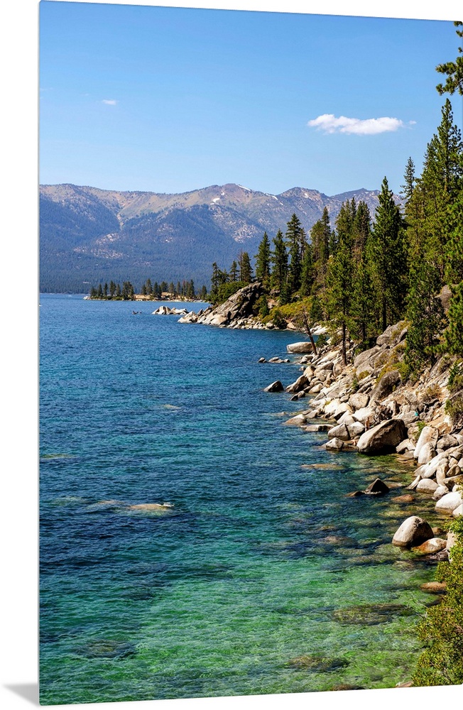 View of eastern shore of Lake Tahoe in California and Nevada.