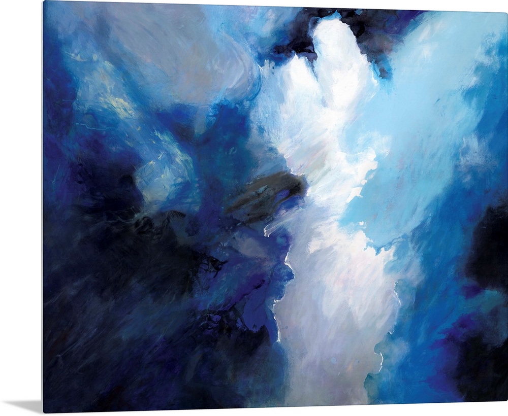 Contemporary abstract artwork resembling dark clouds before a storm.