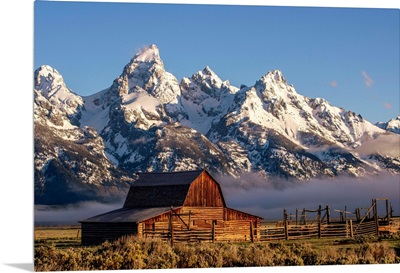 John Moulton Barn With Teton Range, In Grand Teton National Park, Wyoming