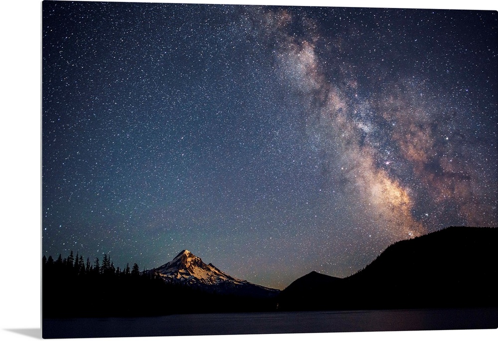 View of Mount Hood and Milky Way in Portland, Oregon.