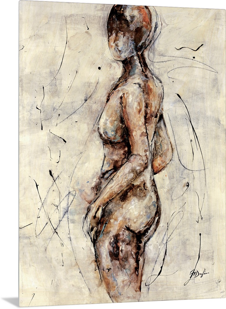 Contemporary abstract painting of woman's figure void of any intricate details.