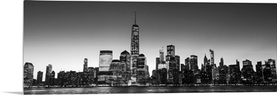 New York City Skyline in the Evening, Black and White