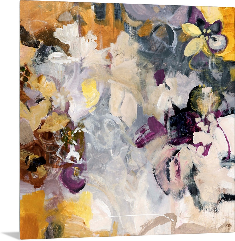 Giant abstract art incorporates a design of various flowers that have been mixed and placed together over the entire surfa...