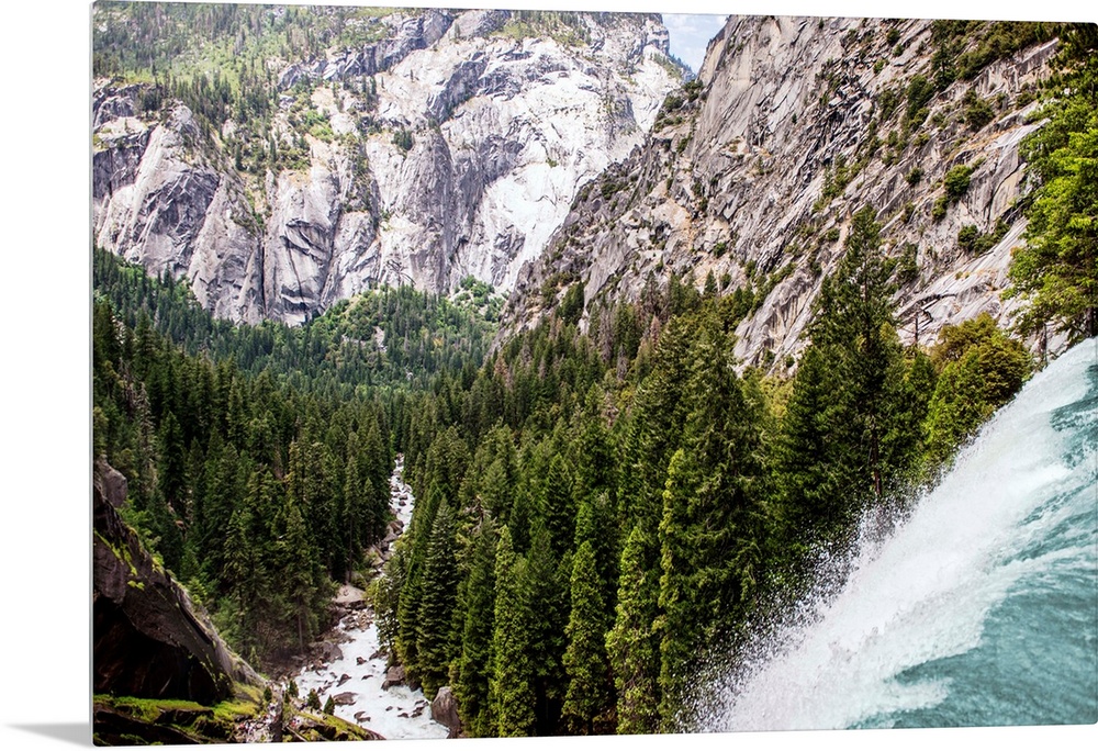 Overlooking from Vernal falls in Yosemite National Park, California.