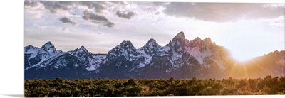 Panoramic Sunrise Over Teton Range, Grand Teton National Park, Wyoming
